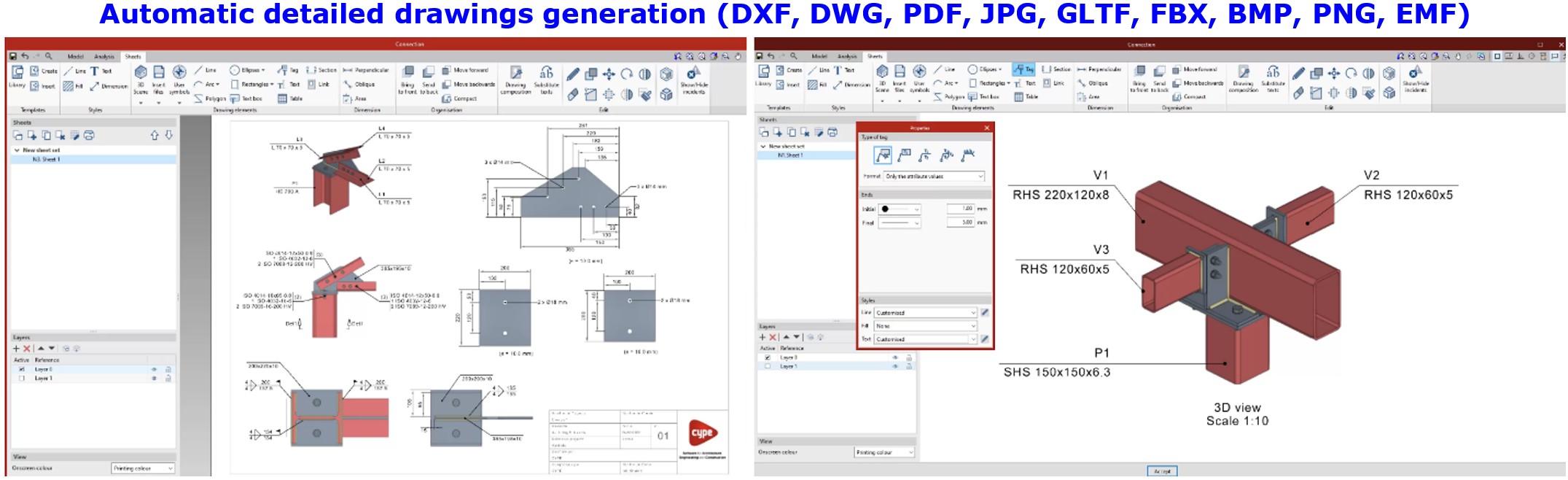 Automatic detailed drawings generation